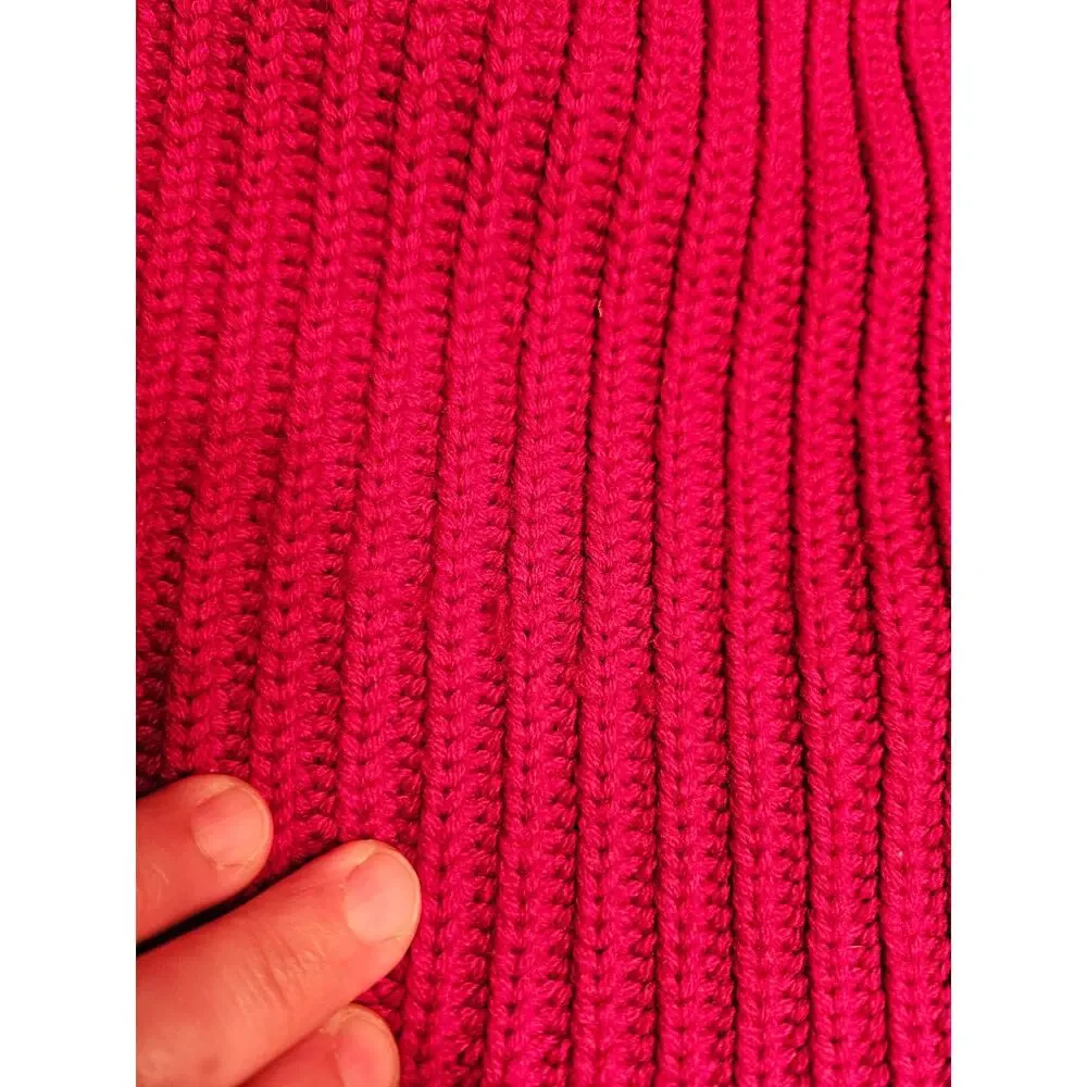 Eileen Fisher Raspberry Red Open-Front Ribbed Knit Cardigan - Picture 7 of 16